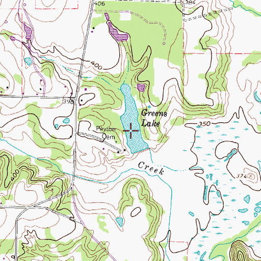 Topographic Map of Greens Lake, TX