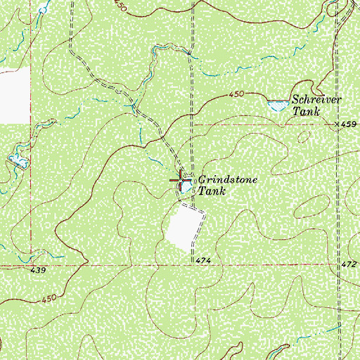 Topographic Map of Grindstone Tank, TX