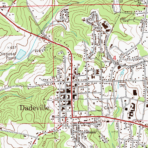 Topographic Map of Dadeville Grammar School (historical), AL