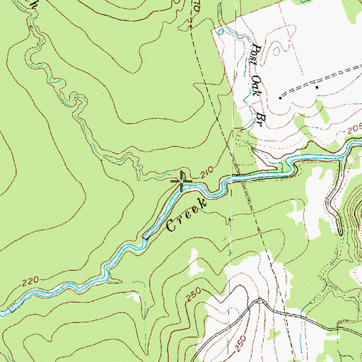 Topographic Map of Gum Branch, TX