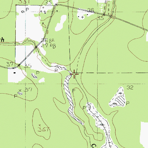 Topographic Map of Gum Slough, TX