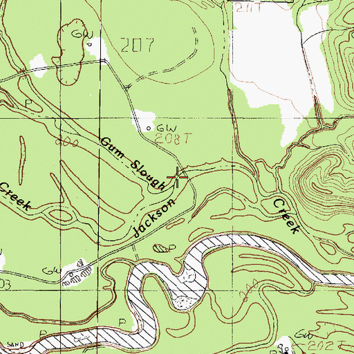Topographic Map of Gum Slough, TX