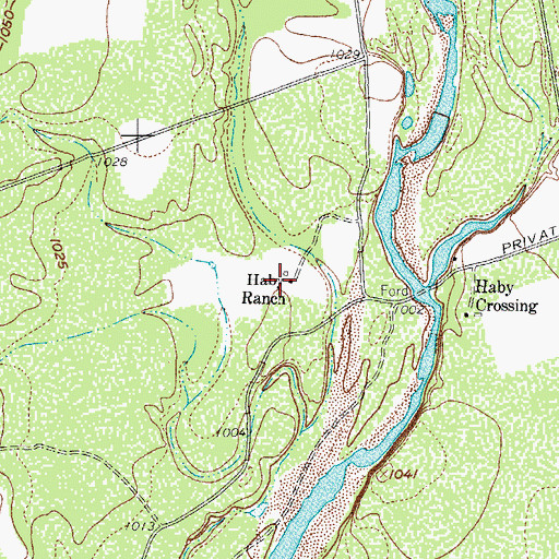 Topographic Map of Haby Ranch, TX