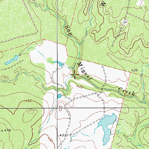 Topographic Map of Hackberry Creek, TX