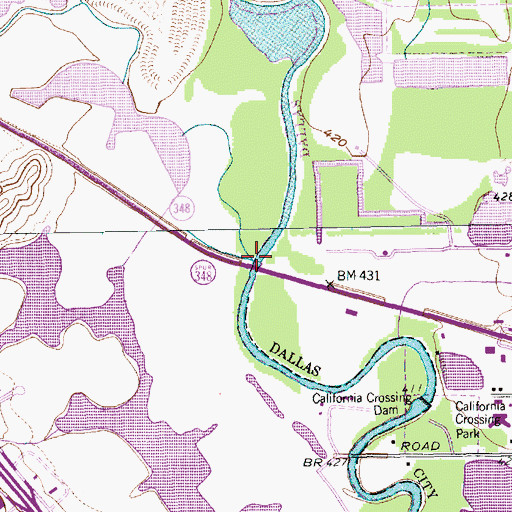 Topographic Map of Hackberry Creek, TX