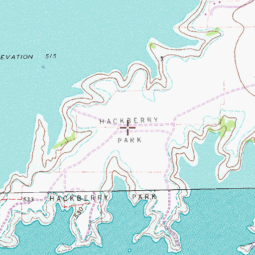 Topographic Map of Hackberry Park, TX