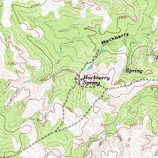 Topographic Map of Hackberry Spring, TX