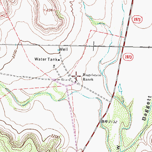 Topographic Map of Hagelstein Ranch, TX