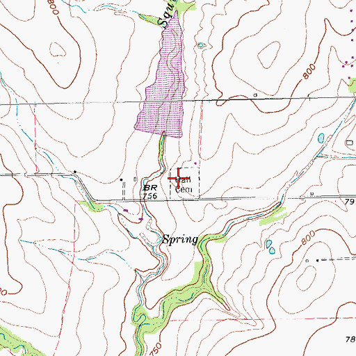 Topographic Map of Hall Cemetery, TX