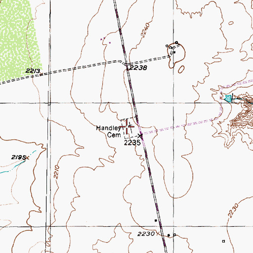 Topographic Map of Handley Cemetery, TX