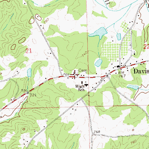 Topographic Map of Daviston Methodist Church, AL