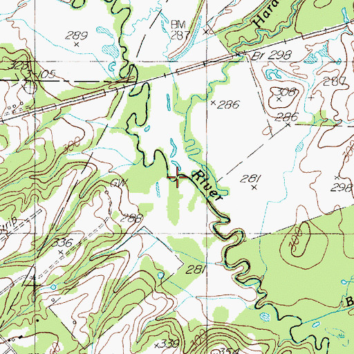 Topographic Map of Hardage Creek, TX