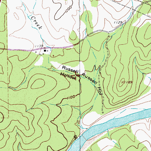 Topographic Map of Hardin Russell Creek, TX