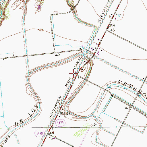Topographic Map of Harlingen Main Canal, TX