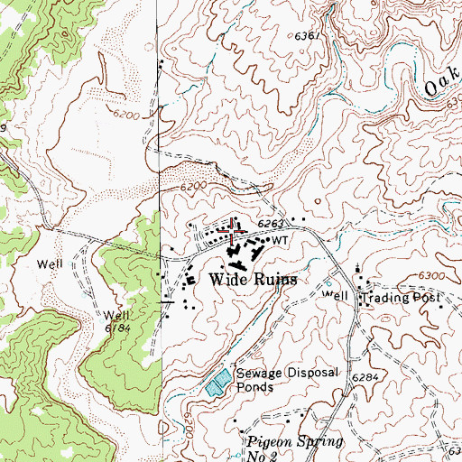 Topographic Map of Wide Ruins, AZ