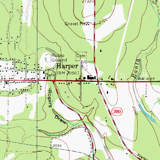 Topographic Map of Harper, TX