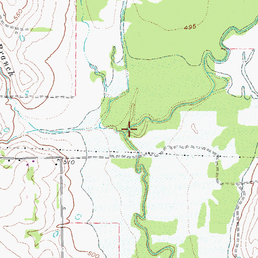 Topographic Map of Harrington Branch, TX