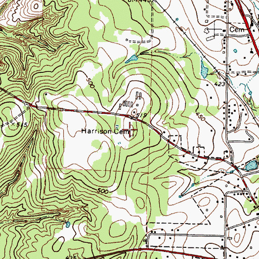 Topographic Map of Harrison Cemetery, TX