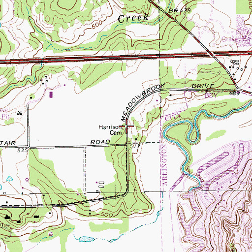 Topographic Map of Harrison Cemetery, TX