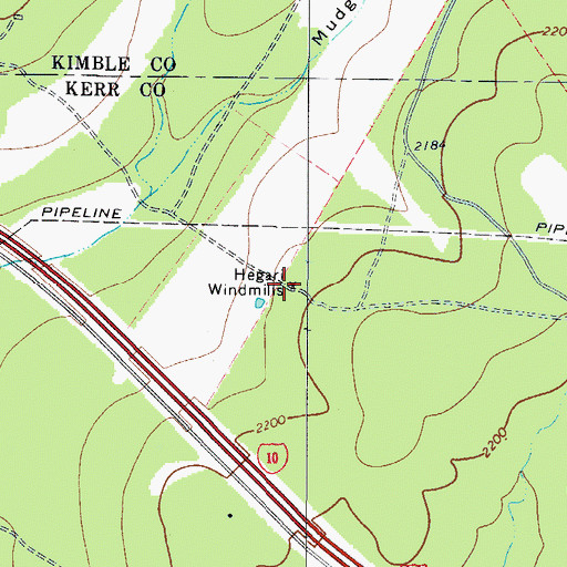 Topographic Map of Hegari Windmills, TX