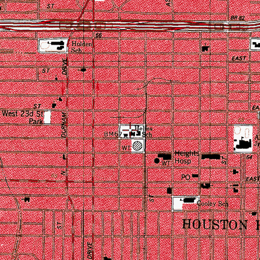 Topographic Map of Helms School, TX