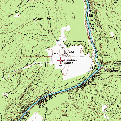 Topographic Map of Hendrick Ranch, TX