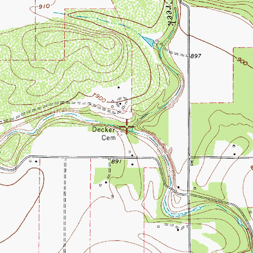 Topographic Map of Hexa Creek, TX