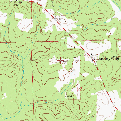 Topographic Map of Dudleyville Cemetery, AL