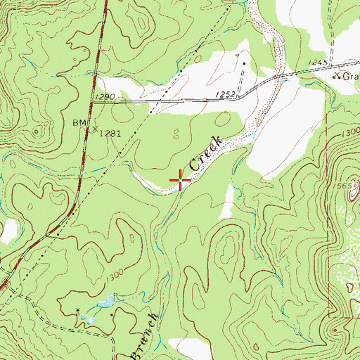 Topographic Map of Hickory Branch, TX
