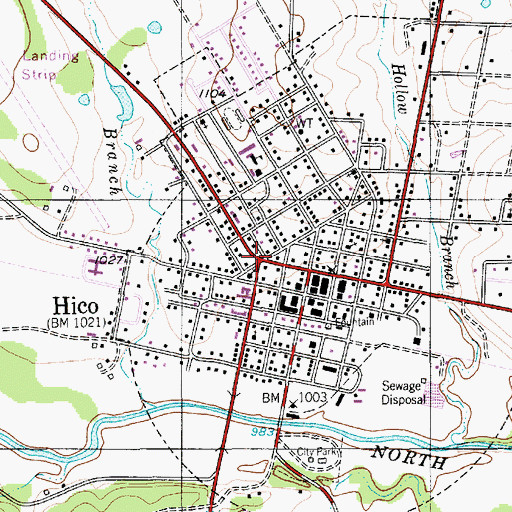Topographic Map of Hico, TX