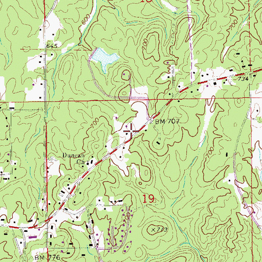 Topographic Map of Duncan, AL