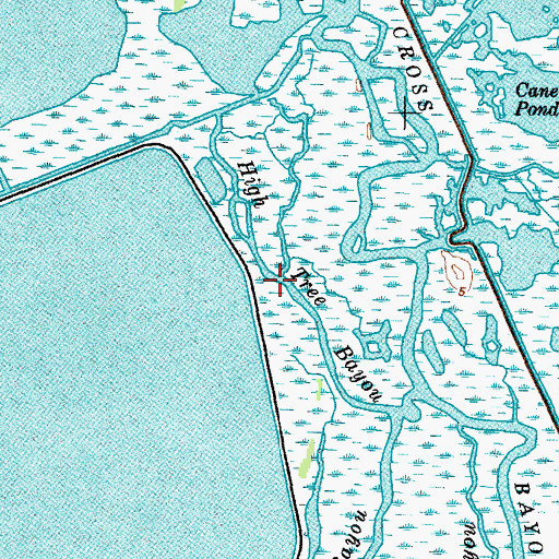 Topographic Map of High Tree Bayou, TX