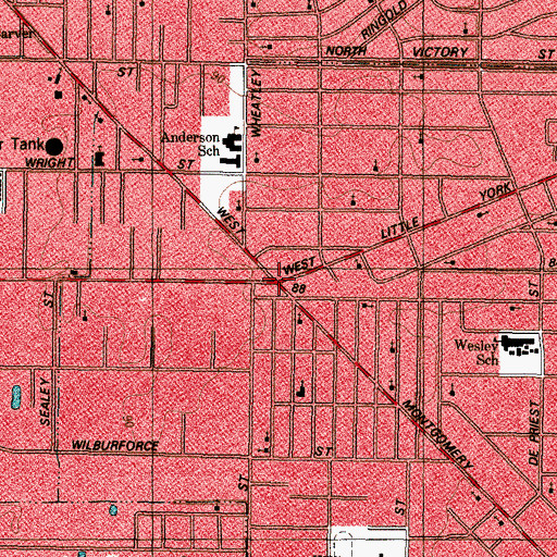 Topographic Map of Highland Heights, TX