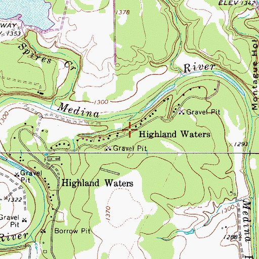 Topographic Map of Highland Waters, TX