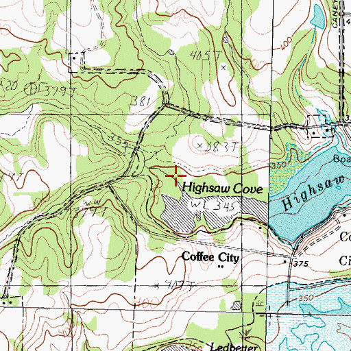 Topographic Map of Highsaw Creek, TX