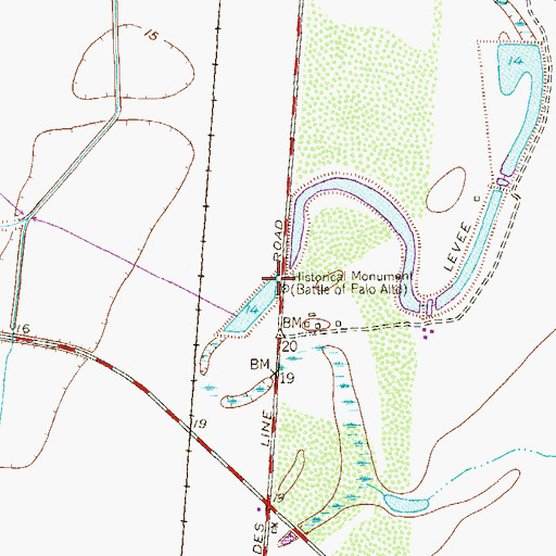 Topographic Map of Historical Monument, TX