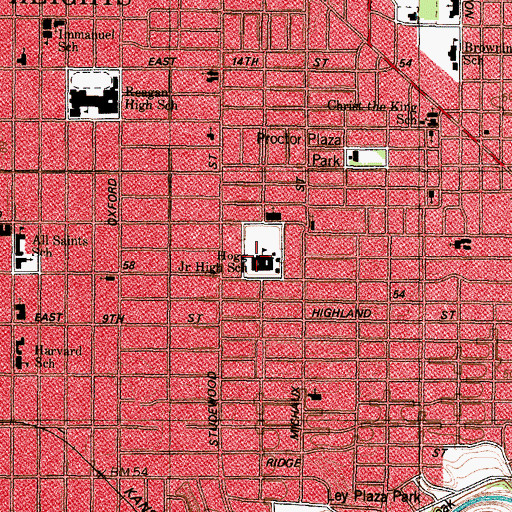 Topographic Map of Hogg Junior High School, TX