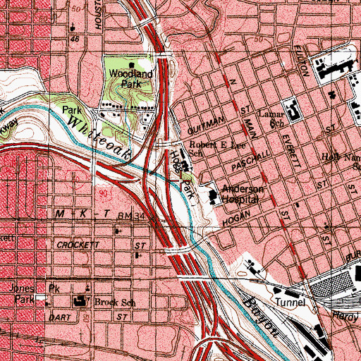 Topographic Map of Hogg Park, TX