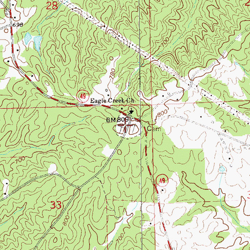 Topographic Map of Eagle Creek Cemetery, AL