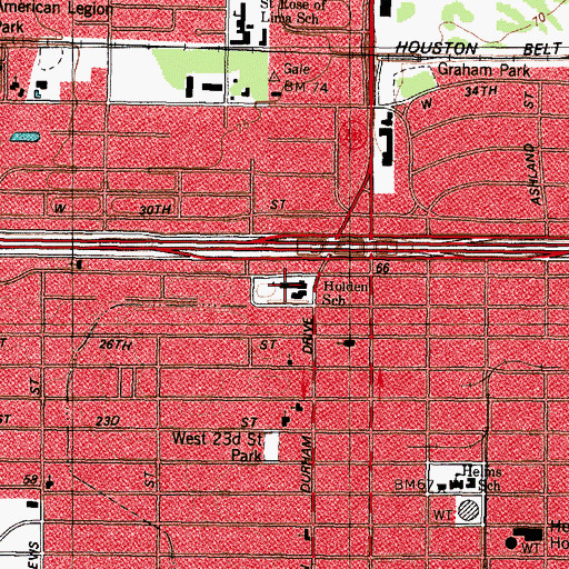 Topographic Map of Holden School, TX