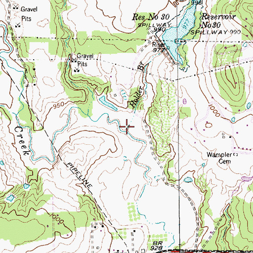Topographic Map of Holder Branch, TX
