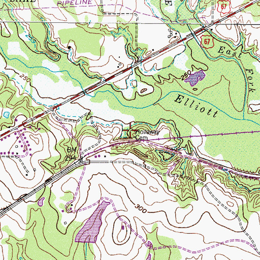 Topographic Map of Hollaway Cemetery, TX