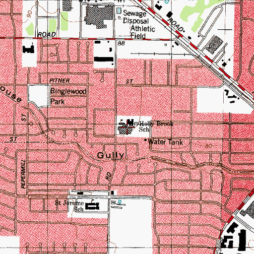 Topographic Map of Holly Brook School, TX