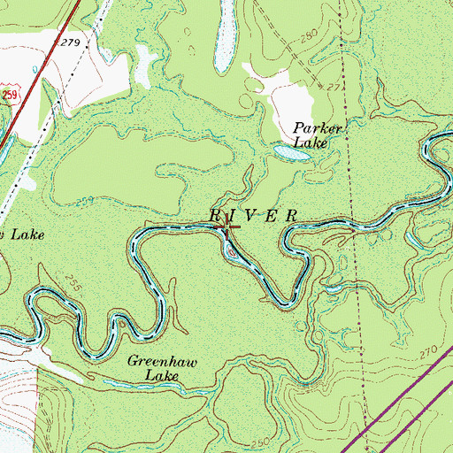 Topographic Map of Holly Creek, TX