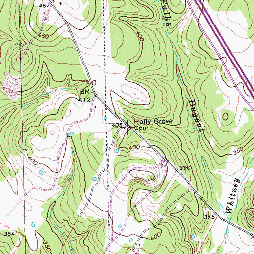 Topographic Map of Holly Grove Cemetery, TX