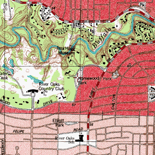 Topographic Map of Homewood Park, TX