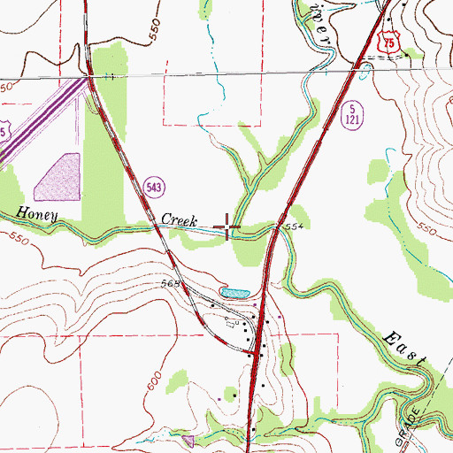 Topographic Map of Honey Creek, TX