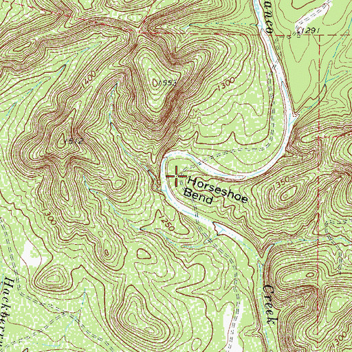 Topographic Map of Horseshoe Bend, TX