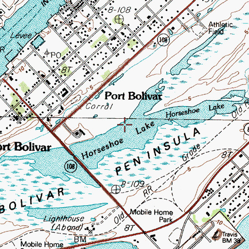 Topographic Map of Horseshoe Lake, TX