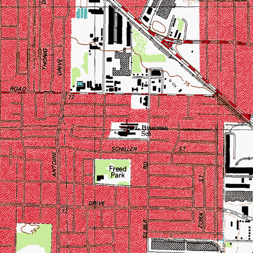 Topographic Map of Housman School, TX